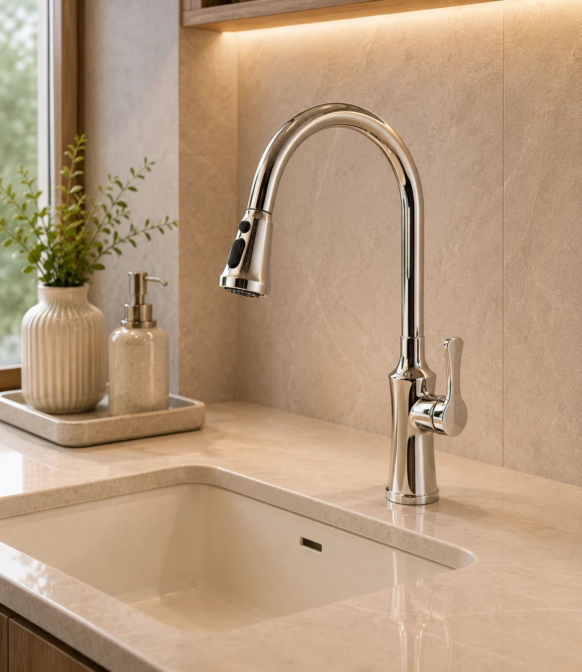Vòi bếp rút dây nóng lạnh KPU1419N