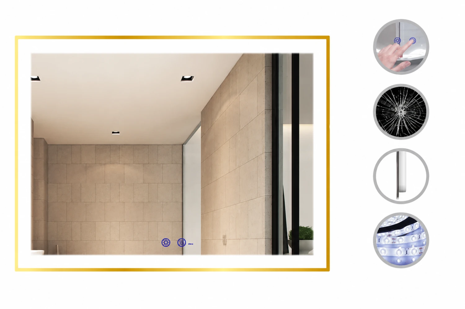 Gương LED CLG 313A-H GOLD