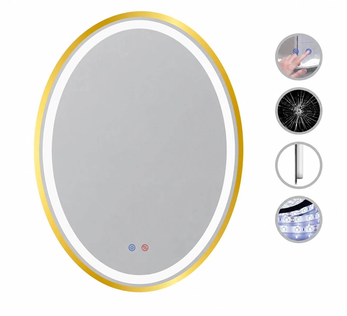Gương LED khung Aluminum viền vàng CLG 340