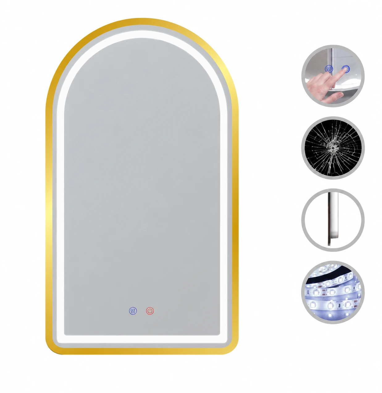 Gương LED khung Aluminum viền vàng CLG 343