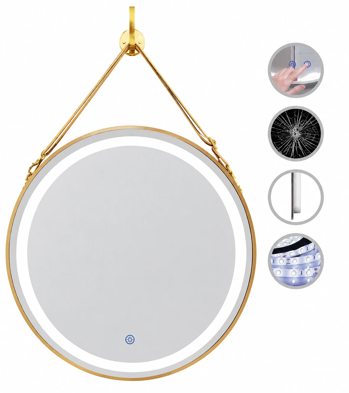 Gương LED khung Aluminum viền vàng CLG 325